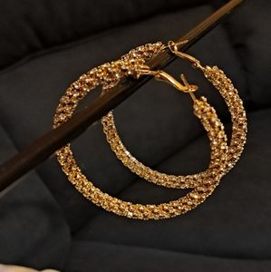 NWT Gold sparkle large hoop earrings